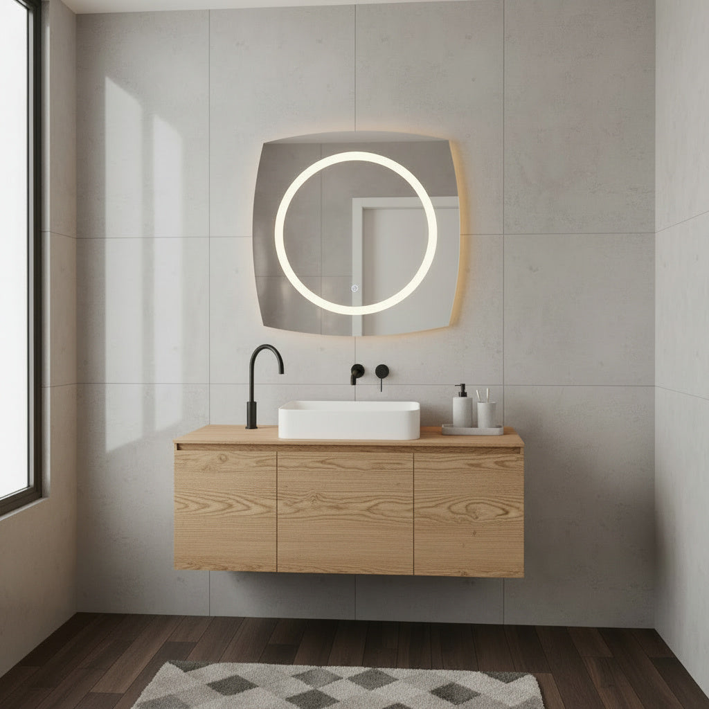 Modern LED Halkalı Duvar Aynası – Makyaj Masası İçin Dekoratif Aydınlatmalı Ayna