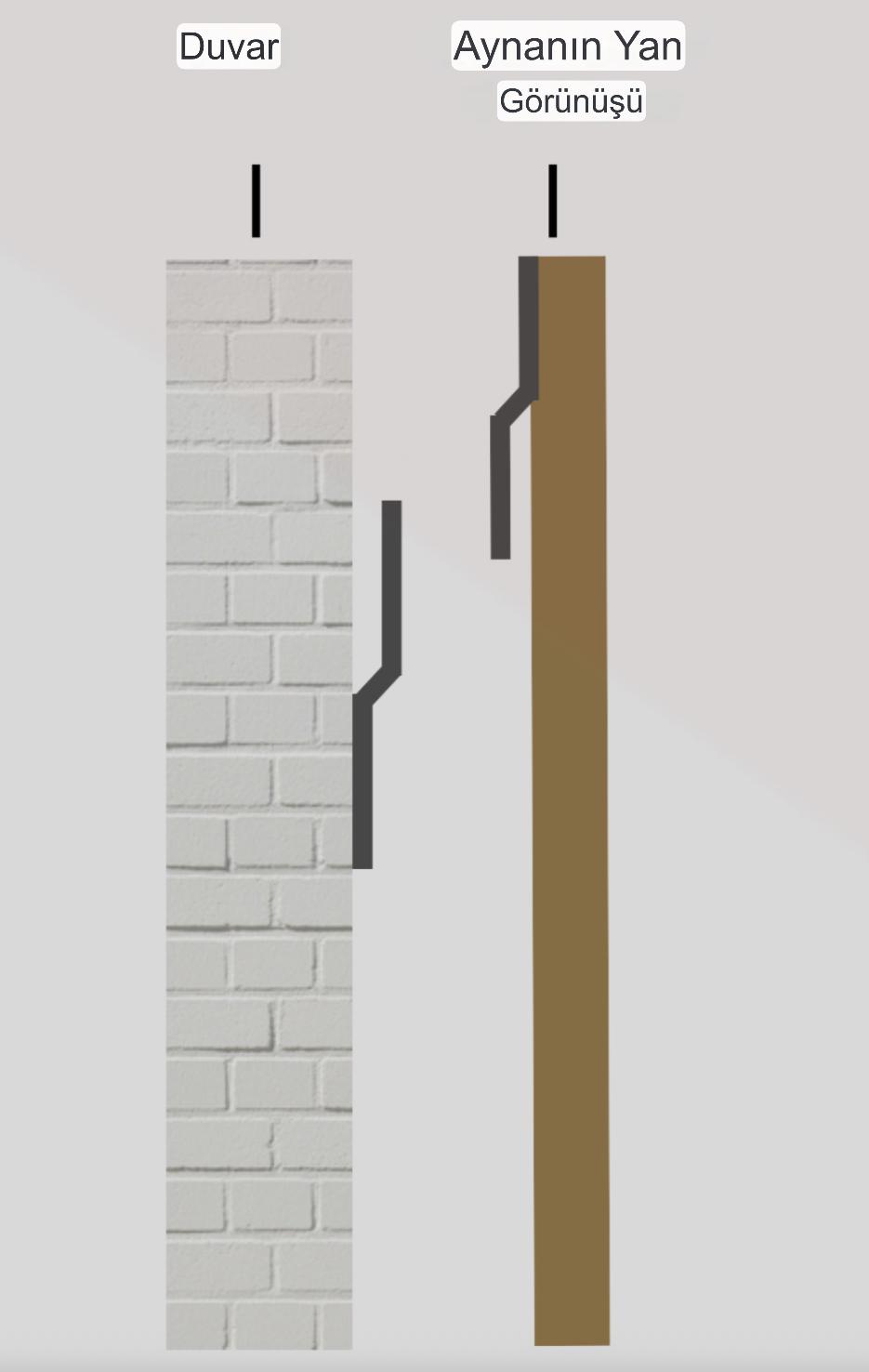 Modern Asimetrik Duvar Aynası – Siyah Çerçeveli Dekoratif Banyo ve Salon Aynası