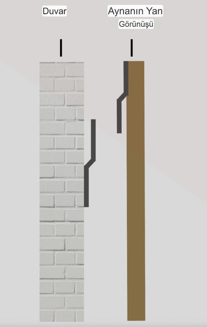 Modern Asimetrik Duvar Aynası – Siyah Çerçeveli Dekoratif Banyo ve Salon Aynası