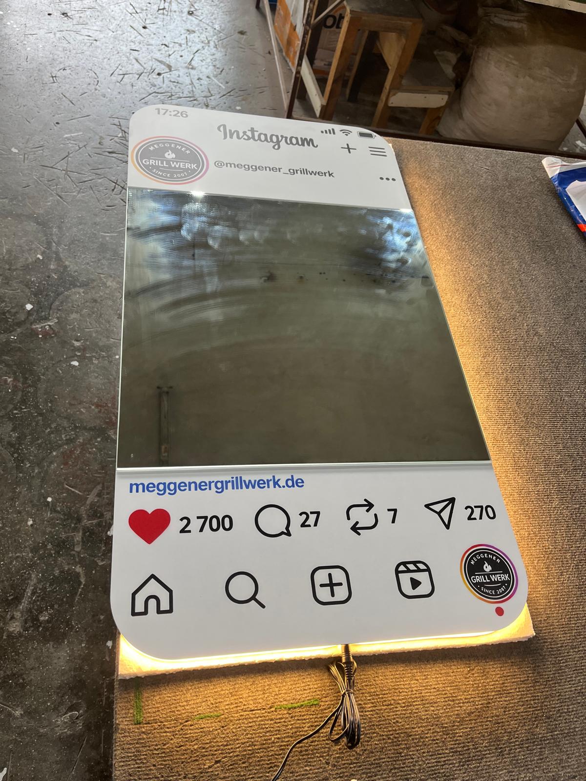 Instagram LED Fotoğraf Aynası – Kişiye Özel Sosyal Medya Selfie Aynası | İşletme, Kafe, Güzellik Salonu & Etkinlikler İçin