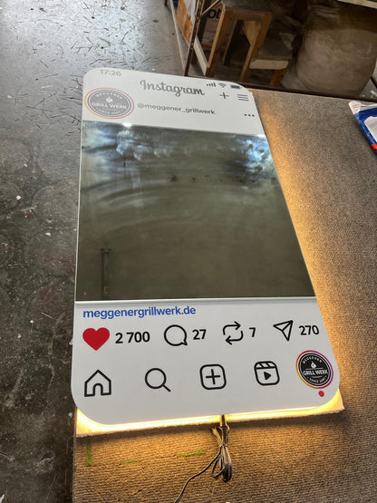Instagram LED Fotoğraf Aynası – Kişiye Özel Sosyal Medya Selfie Aynası | İşletme, Kafe, Güzellik Salonu & Etkinlikler İçin