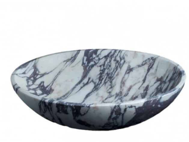 Calacatta Viola Mermer Lavabo – L36 × W46 × H13 cm | El Yapımı Doğal Mermer Banyo Lavabosu