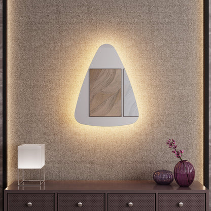 Modern Asimetrik LED Ayna – Mermer Banyo İçin Dekoratif Tasarım Duvar Aynası | Sıcak/Soğuk Işıklı Lüks Aydınlatmalı Ayna
