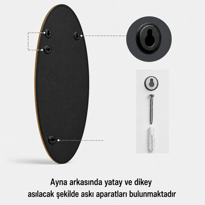 Modern Oval Boy Aynası 40x120 cm – İnce Çerçeveli Minimalist Dekoratif Duvar Aynası 2026 Trend