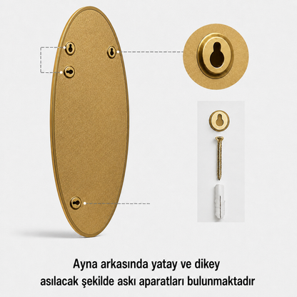 Modern Oval Boy Aynası 40x120 cm – İnce Çerçeveli Minimalist Dekoratif Duvar Aynası 2026 Trend