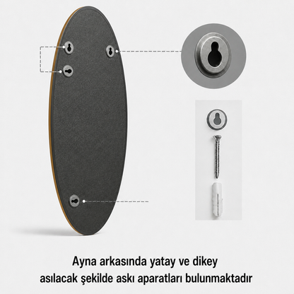 Modern Oval Boy Aynası 40x120 cm – İnce Çerçeveli Minimalist Dekoratif Duvar Aynası 2026 Trend