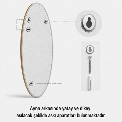Modern Oval Boy Aynası 40x120 cm – İnce Çerçeveli Minimalist Dekoratif Duvar Aynası 2026 Trend