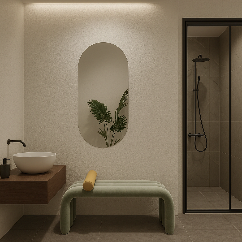 Modern Kavisli Boy Aynası – Dekoratif Arch Duvar Aynası, Tam Boy Minimalist Ayna Modeli