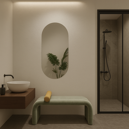 Modern Kavisli Boy Aynası – Dekoratif Arch Duvar Aynası, Tam Boy Minimalist Ayna Modeli