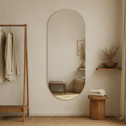 Modern Kavisli Boy Aynası – Dekoratif Arch Duvar Aynası, Tam Boy Minimalist Ayna Modeli
