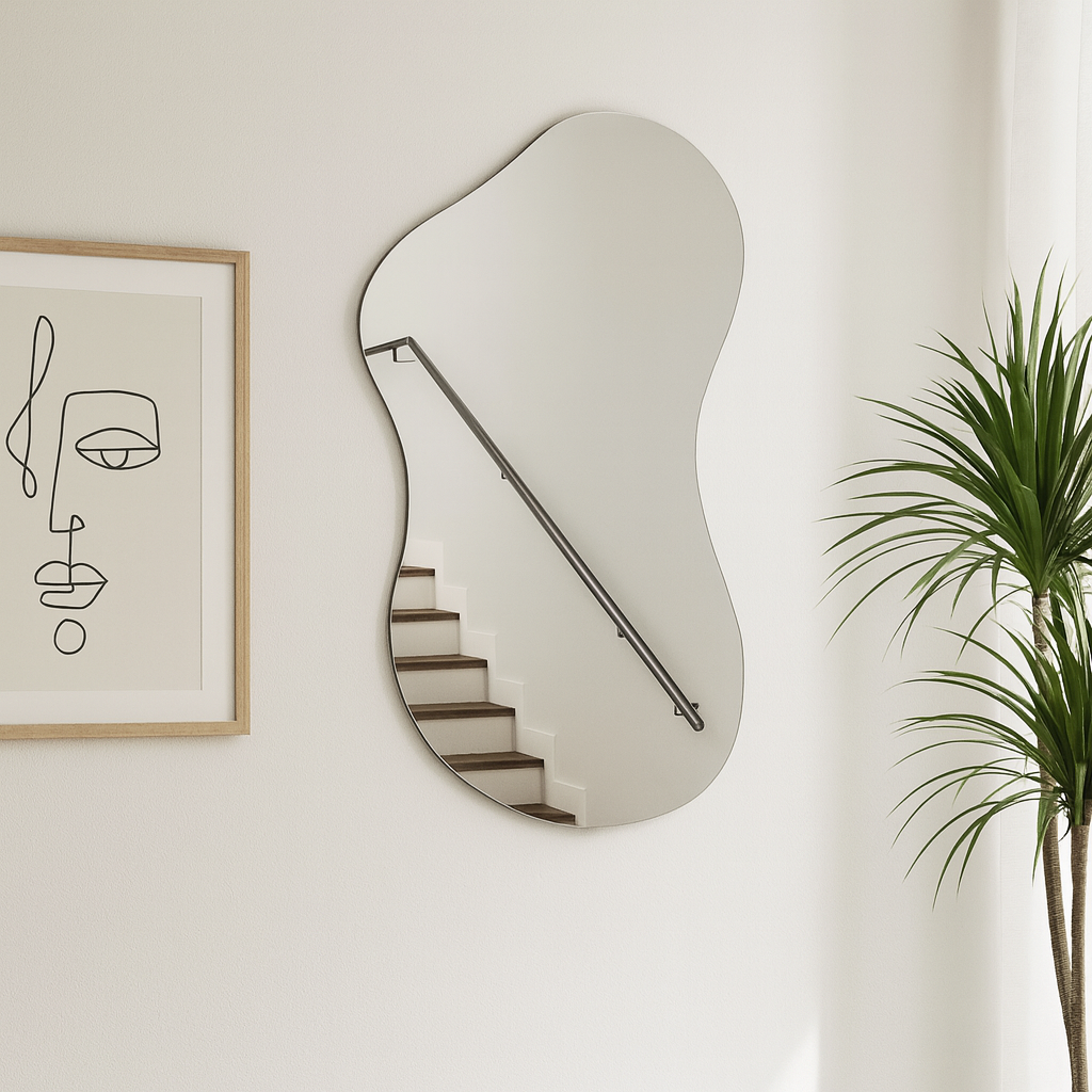 Asimetrik Organik Ayna Modeli – Modern Frameless Banyo Aynası & Dekoratif Duvar Aynası