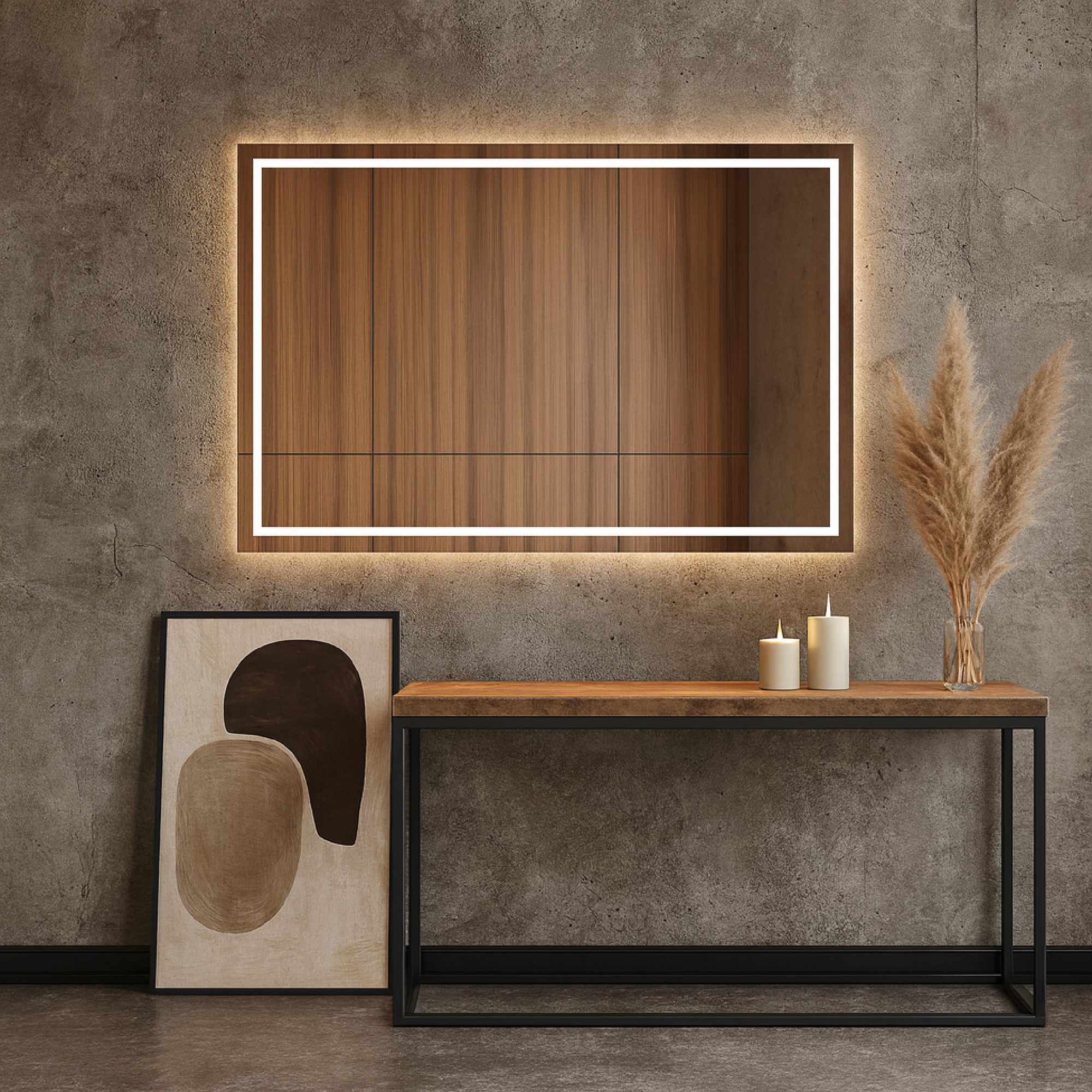 Dikdörtgen LED Banyo Aynası – Modern Işıklı Ayna | Sıcak/Soğuk LED & Dokunmatik Seçenek