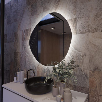 Organik Form LED Banyo Aynası – Modern Aydınlatmalı Dekoratif Ayna, Arkadan Işıklı Tasarım