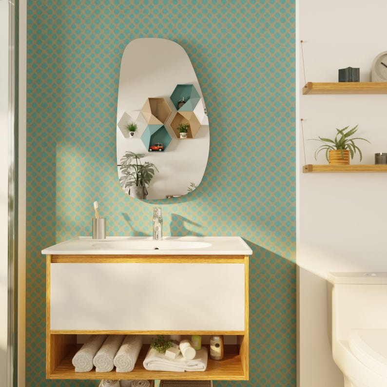 Modern Organik Form Dekoratif Duvar Aynası – Minimalist Tasarım Salon ve Banyo Aynası