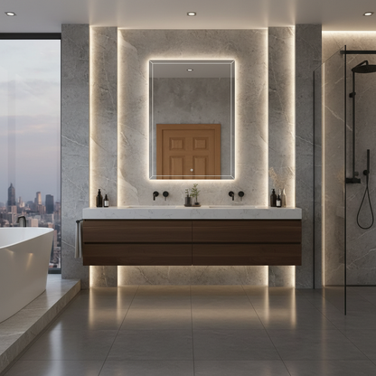 Premium Beveled Edge LED Ayna – Minimalist ve Şık Işıklı Duvar Aynası