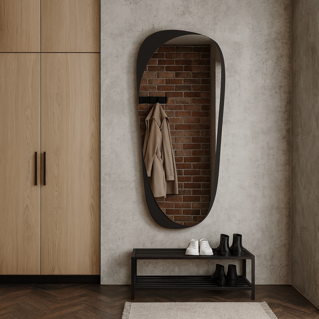 Modern Organik Form Dekoratif Duvar Aynası – Asimetrik Tasarım Banyo ve Salon Şekilli Ayna