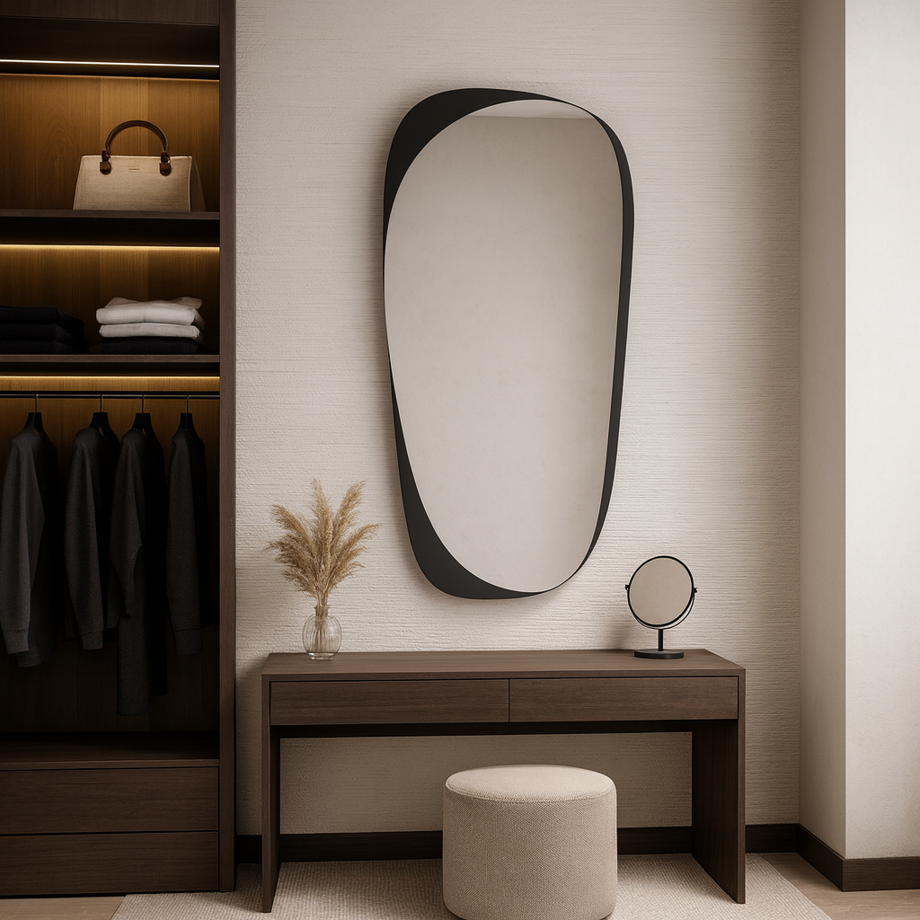 Modern Organik Form Dekoratif Duvar Aynası – Asimetrik Tasarım Banyo ve Salon Şekilli Ayna