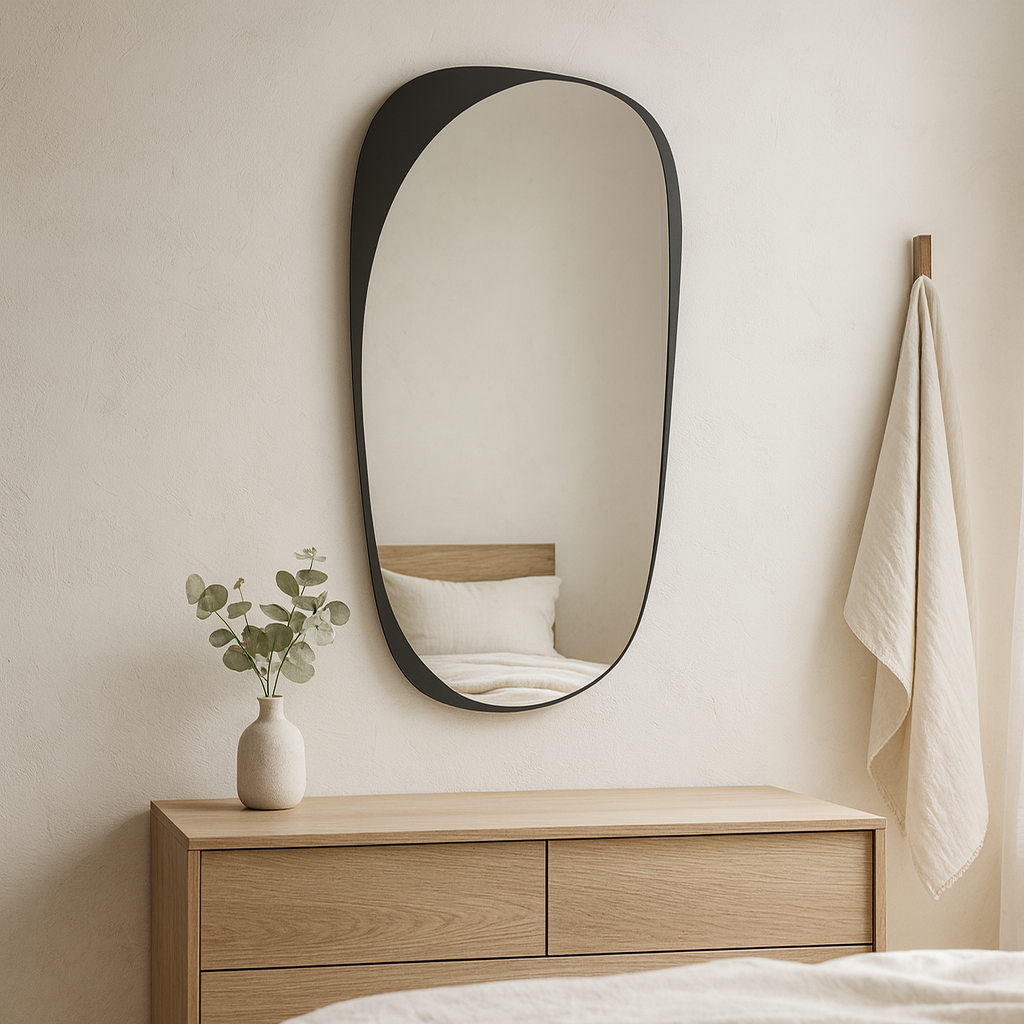 Modern Organik Form Dekoratif Duvar Aynası – Asimetrik Tasarım Banyo ve Salon Şekilli Ayna