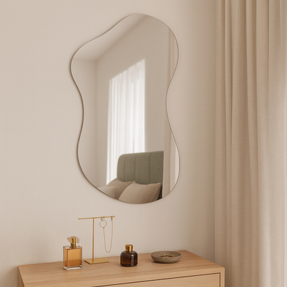 Asimetrik Organik Ayna Modeli – Modern Frameless Banyo Aynası & Dekoratif Duvar Aynası