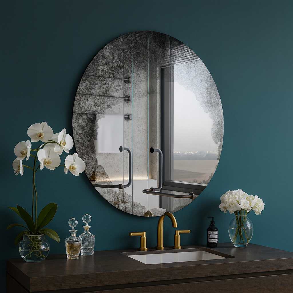 Antika Yuvarlak Duvar Aynası – Eskitme Dekoratif Banyo Aynası | Modern Vintage Ayna Modeli