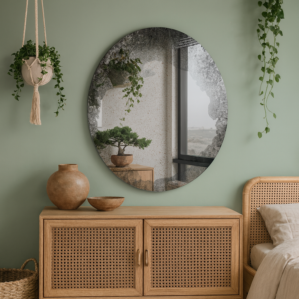 Antika Yuvarlak Duvar Aynası – Eskitme Dekoratif Banyo Aynası | Modern Vintage Ayna Modeli