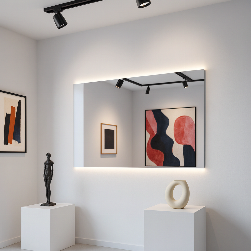 Minimal Dikdörtgen LED Backlit Ayna – Sıcak Işıklı Banyo Dekorasyon Aynası