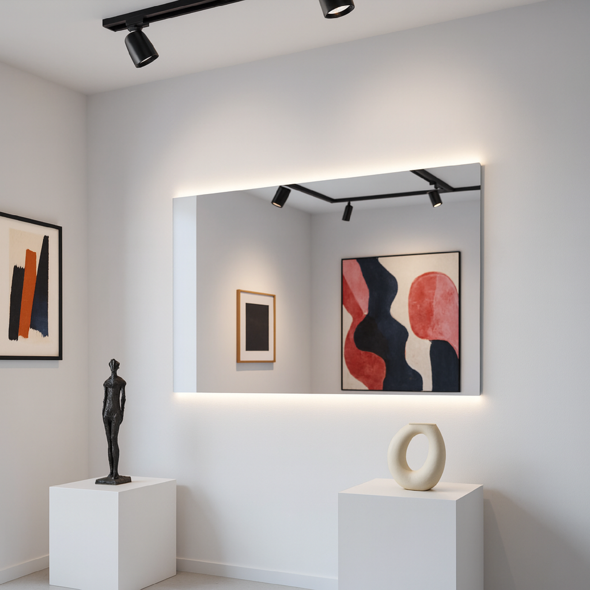 Minimal Dikdörtgen LED Backlit Ayna – Sıcak Işıklı Banyo Dekorasyon Aynası