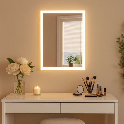 LED Banyo Aynası Dikdörtgen – Modern, Kısılabilir Işıklı Duvar Tipi Makyaj Aynası