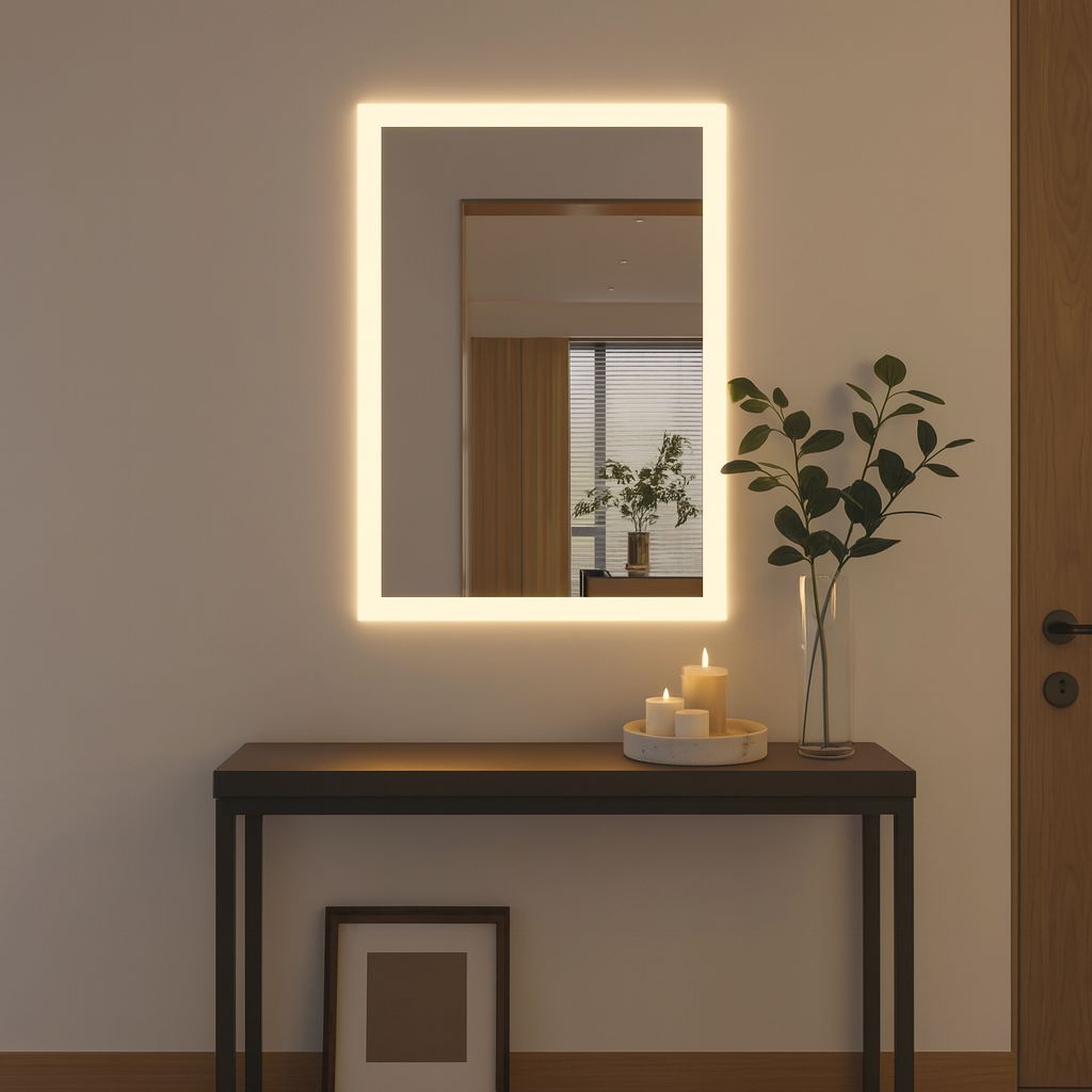 LED Banyo Aynası Dikdörtgen – Modern, Kısılabilir Işıklı Duvar Tipi Makyaj Aynası