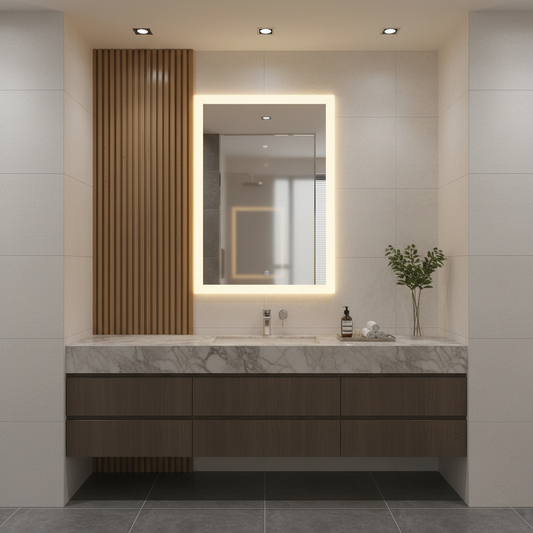 LED Banyo Aynası Dikdörtgen – Modern, Kısılabilir Işıklı Duvar Tipi Makyaj Aynası