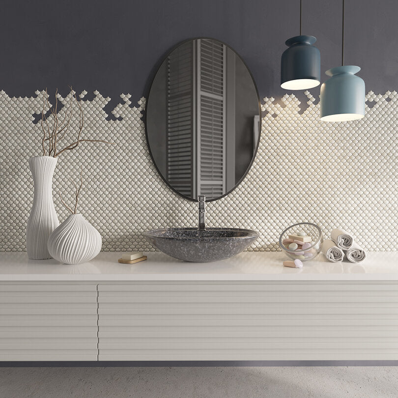 Modern Oval Banyo Aynası – Siyah Çerçeveli Dekoratif Duvar Aynası