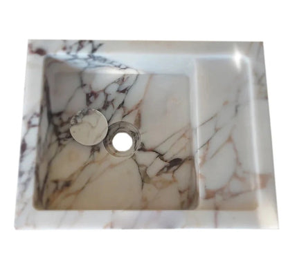 Calacatta Viola Mermer Duvara Monte Lavabo – Özel Üretim Lüks Banyo Lavabosu (36×46×13 cm)