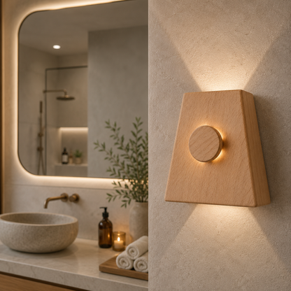 Ahşap Duvar Apliği - El Yapımı Modern LED Duvar Lambası, Yukarı Aşağı Işık Veren Minimalist Ahşap Aydınlatma, Salon, Yatak Odası ve Koridor İçin Dekoratif Aplik