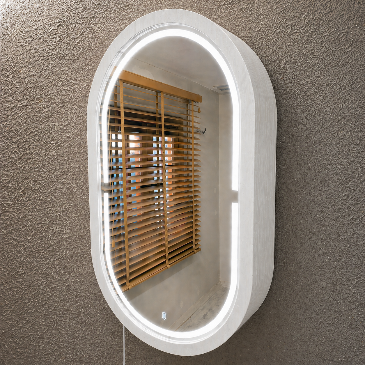 LED Işıklı Dimmable Banyo Aynası Dolaplı – Modern Duvar Tipi Oval Tasarım