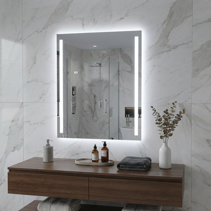 Modern Strip LED Ayna – Dikey Işıklı Minimal Tasarım Duvar Aynası