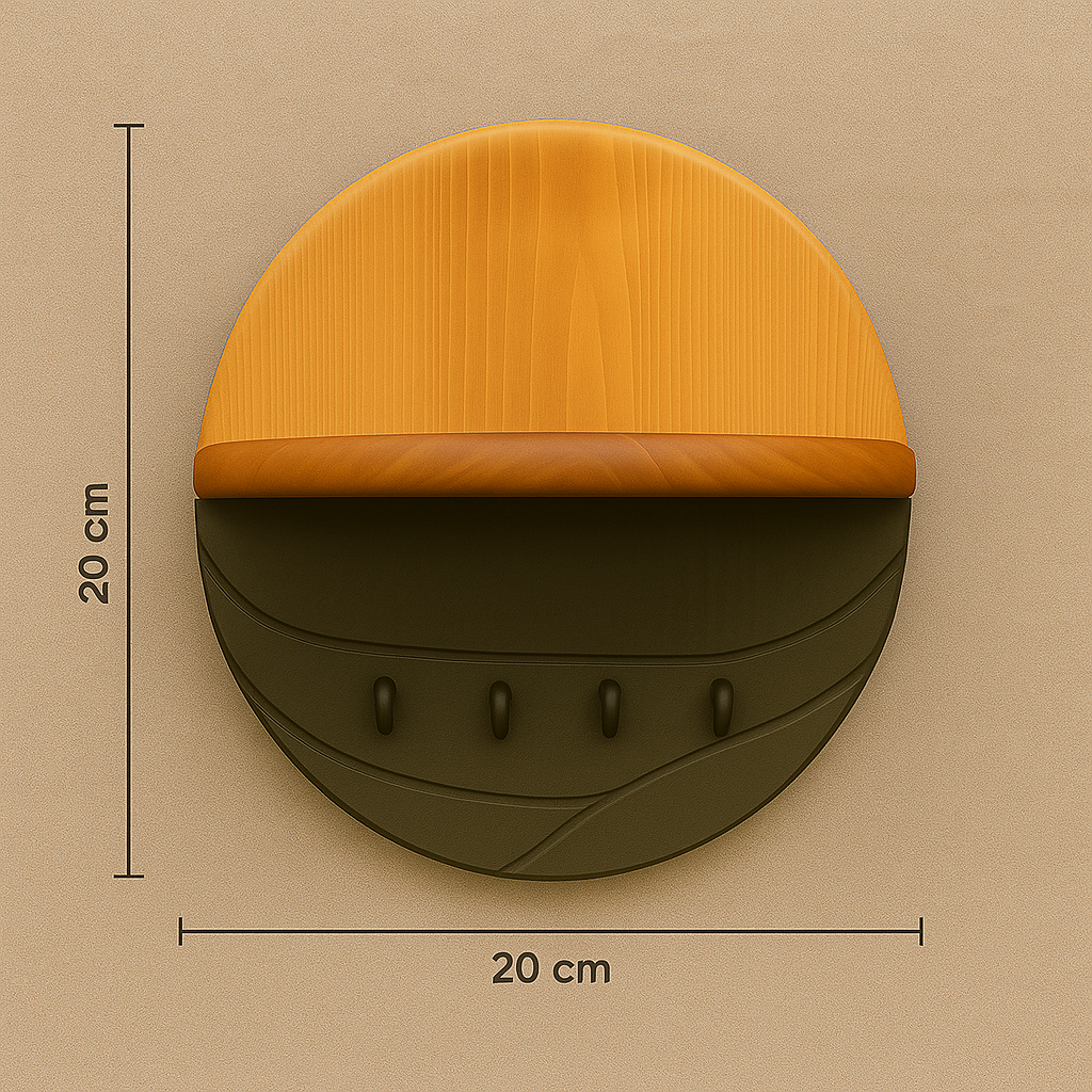 Ahşap Duvar Anahtarlık & Raflı Anahtar Askısı – Dekoratif Yuvarlak Ahşap Keyholder – Özel Ölçü Üretim