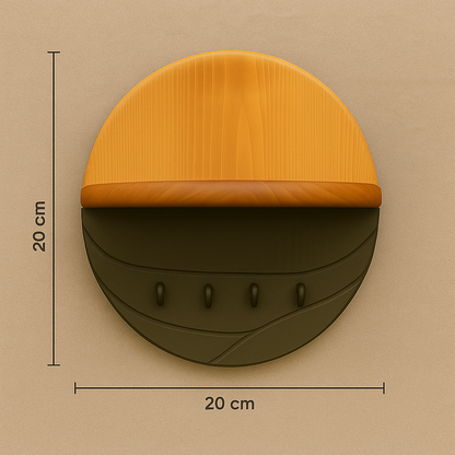 Ahşap Duvar Anahtarlık & Raflı Anahtar Askısı – Dekoratif Yuvarlak Ahşap Keyholder – Özel Ölçü Üretim
