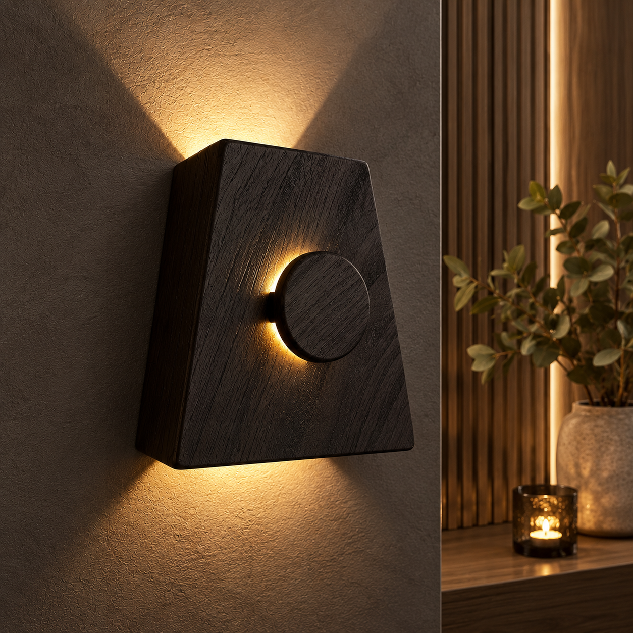 Ahşap Duvar Apliği - El Yapımı Modern LED Duvar Lambası, Yukarı Aşağı Işık Veren Minimalist Ahşap Aydınlatma, Salon, Yatak Odası ve Koridor İçin Dekoratif Aplik