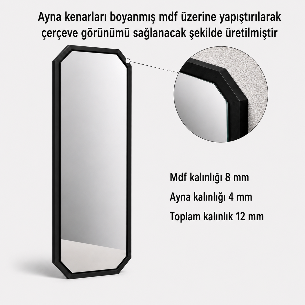 Modern Banyo Aynası 120x40 cm – Minimalist Dekoratif Duvar Aynası Modelleri