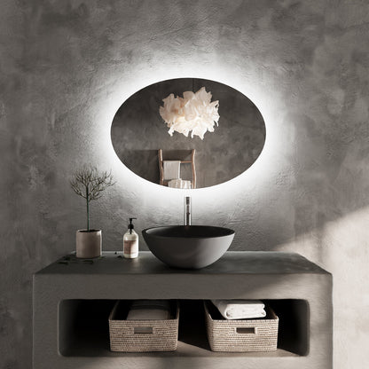 Modern Oval LED Ayna – Işıklı Dekoratif Banyo Aynası | Şık Duvar Aksesuarı