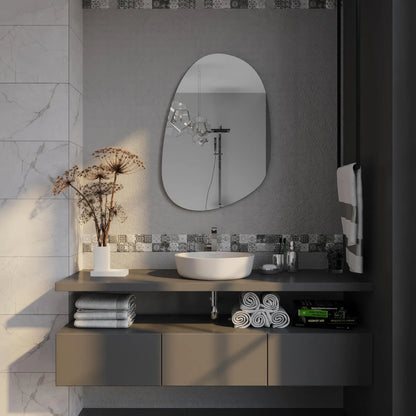 Modern Organik Form İrregular Duvar Aynası – Dekoratif Şekilli Ayna, Banyo ve Salon İçin Tasarım Ayna