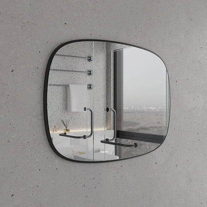 Modern Minimalist Kare Oval Duvar Aynası – Siyah Çerçeveli Banyo ve Salon Dekor Aynası