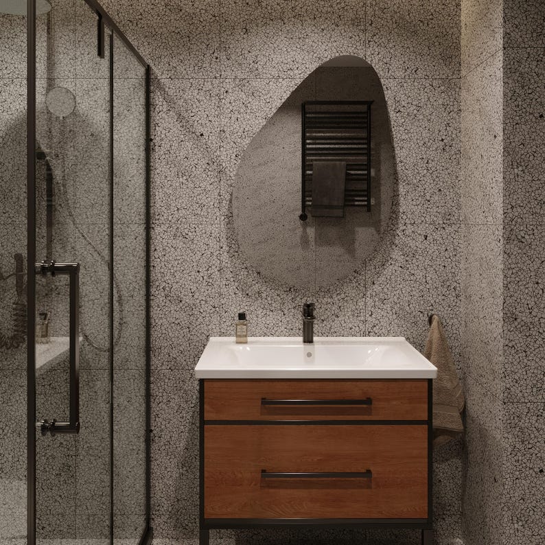 Asimetrik Ayna – Modern Organik Tasarım Banyo Aynası