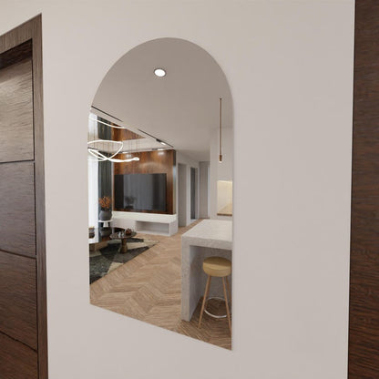 Modern LED Işıklı Kemer Banyo Aynası – Arkadan Aydınlatmalı Arch Ayna, Minimalist ve Şık Banyo Dekoru