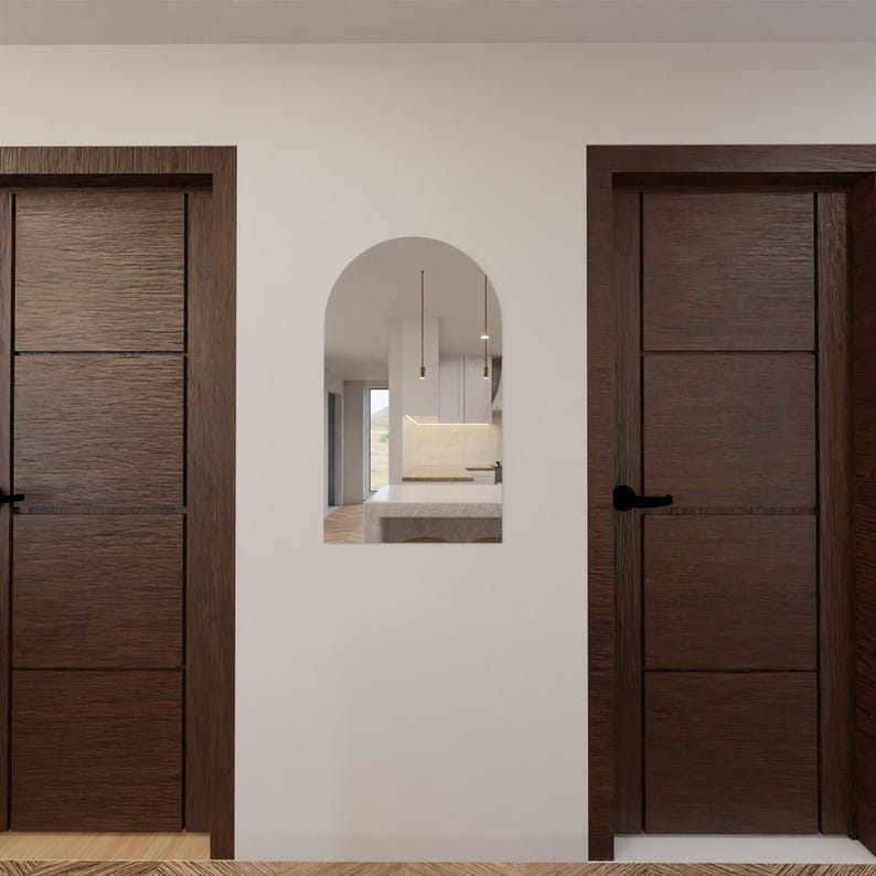 Modern LED Işıklı Kemer Banyo Aynası – Arkadan Aydınlatmalı Arch Ayna, Minimalist ve Şık Banyo Dekoru