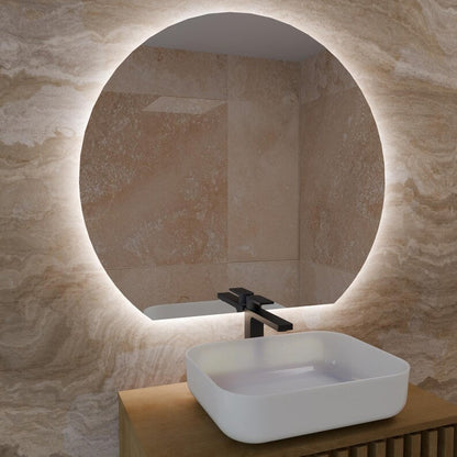 LED Işıklı Yuvarlak Banyo Aynası – Modern Arkadan Aydınlatmalı Ayna, Sıcak Işıklı Dekoratif Lavabo Aynası