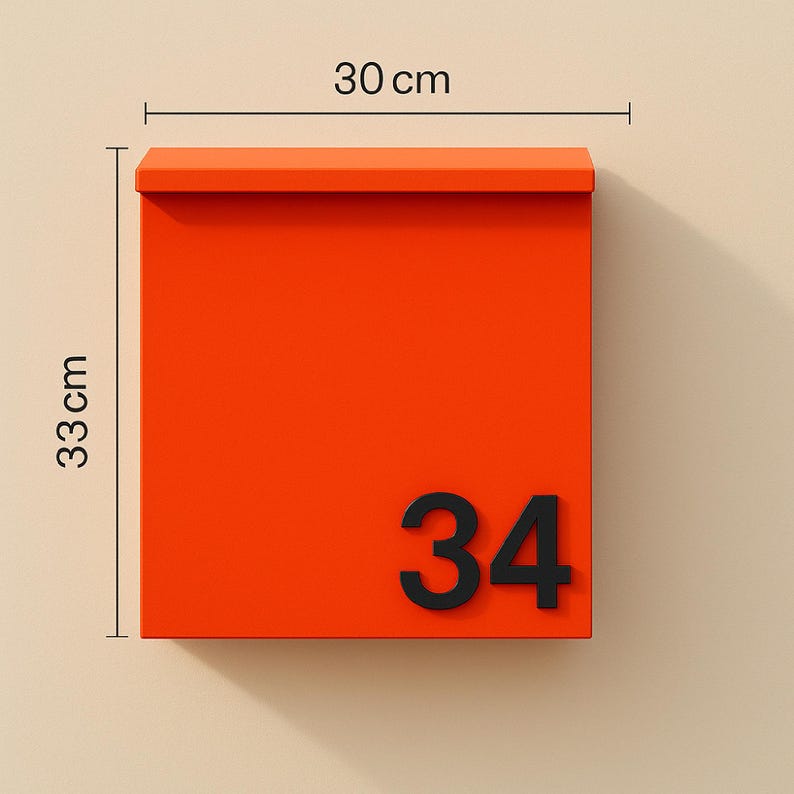 Modern Metal Posta Kutusu ve Dış Kapı Numara Tabelası – 30×33×10 cm | Su Geçirmez, Dayanıklı, Renk Seçenekli