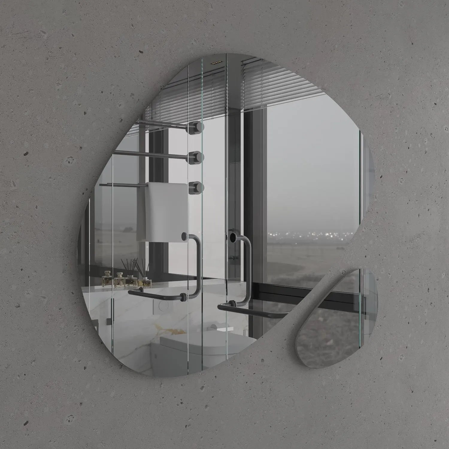 2’li Modern Asimetrik Duvar Aynası Seti – Dekoratif Tasarım Banyo ve Salon Ayna Modelleri