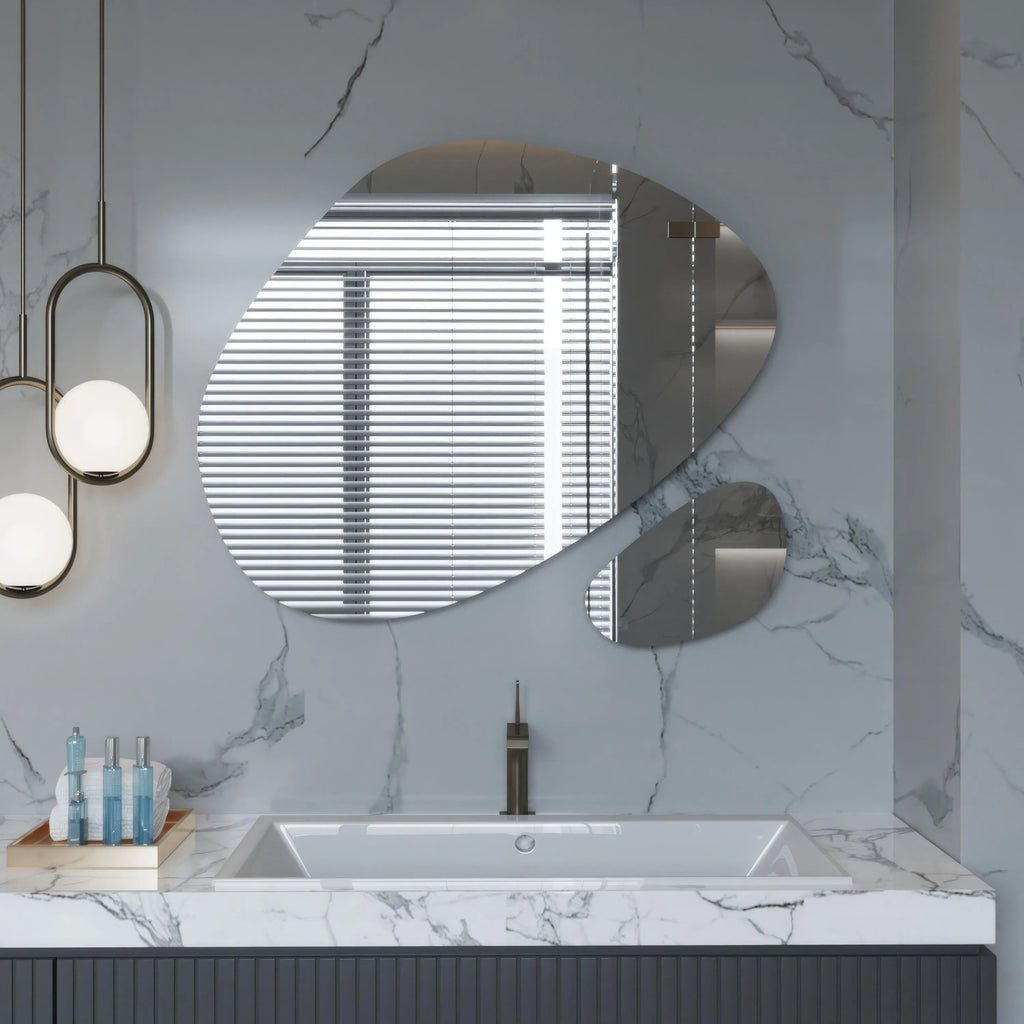 2’li Modern Asimetrik Duvar Aynası Seti – Dekoratif Tasarım Banyo ve Salon Ayna Modelleri