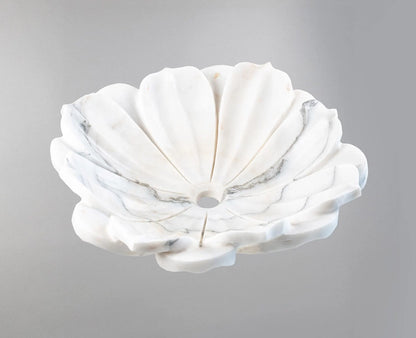 Doğal Mermer Çiçek Formu Lavabo – El Oyması Lüks Tezgâh Üstü Lavabo